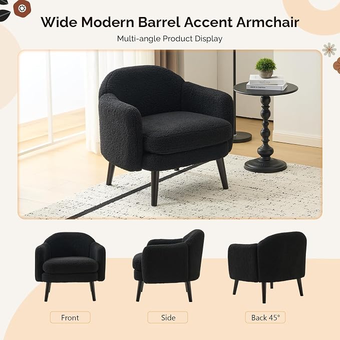VINGLI 30.3" Wide Modern Barrel Accent Armchairs Set of 2 - Image 6