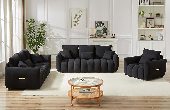 Antetek Teddy Sofa Set for Living Room, Modern Deep Seat Sofa Chair and - Image 7