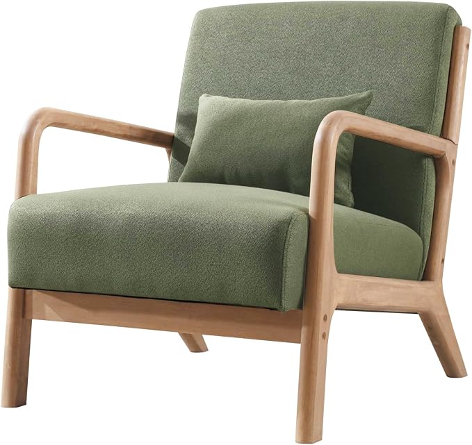 ANJ Mid Century Modern Accent Chairs Set of 2, Comfy Fabric Reading Chair - Image 8
