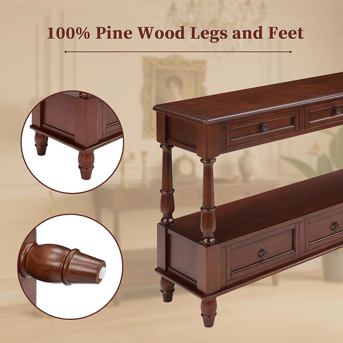 Vintage Solid Wood Console Table - Image 4