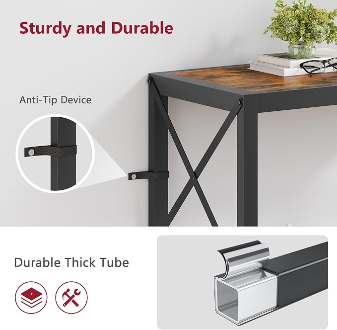 Tajsoon Console Table 28.3''L, 2 Tier Narrow Entryway Table - Image 7