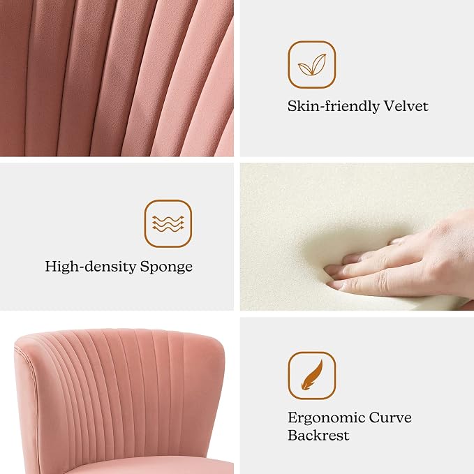 HULALA HOME Velvet Accent Chair, Modern Upholstered Cute Side Chair - Image 5