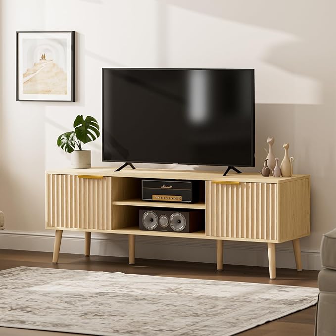 LCRBOL TV Stand for Living Room, Boho Entertainment Center for 55/60 inch TVs - Image 6