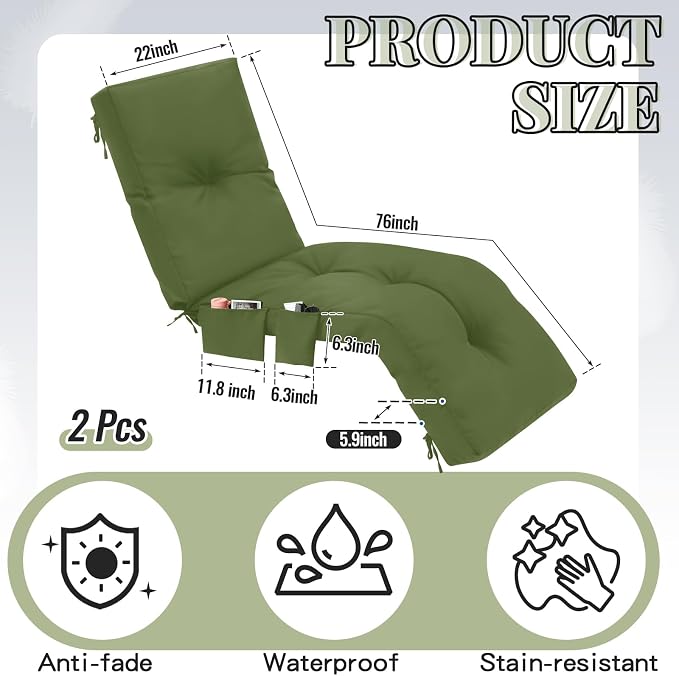 Outdoor Chaise Lounge Cushions - Image 2
