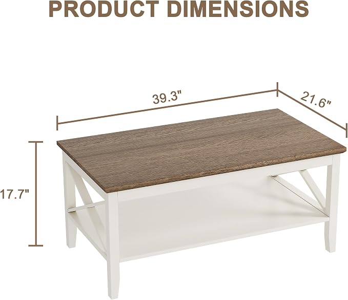ChooChoo Farmhouse Coffee Table, Wooden Coffee Tables - Image 2