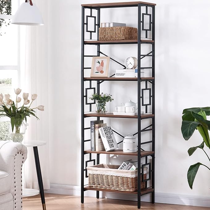 HOMISSUE Bookcase, 6-Tier Tall Bookshelf Metal Bookcase and Bookshelves by Homissue