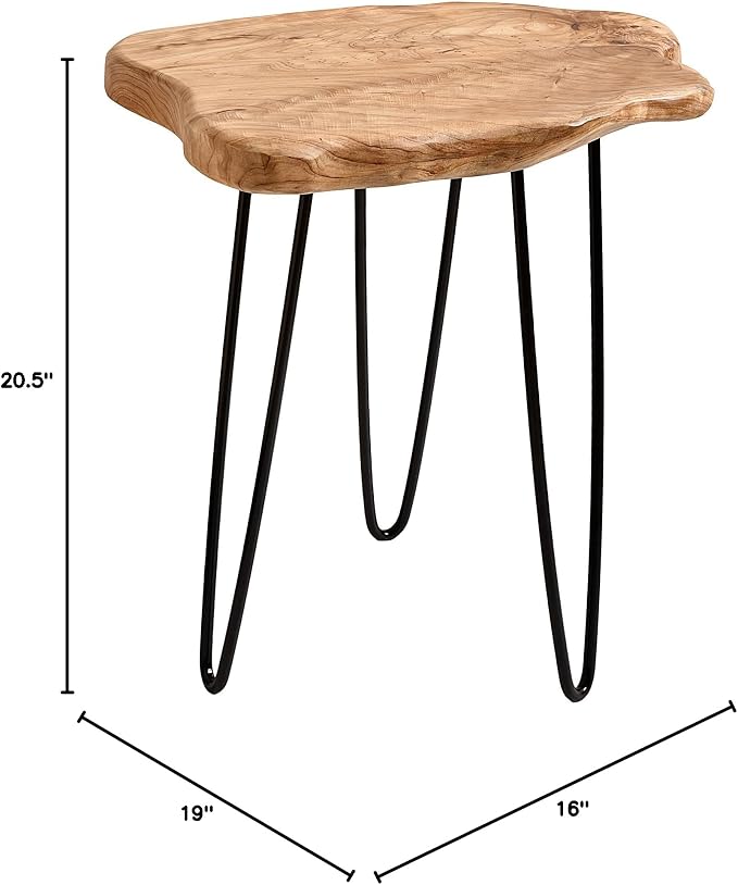 WELLAND Live Edge Cedar End Table, Unique Desktop Side Table, Natural Clear - Image 2