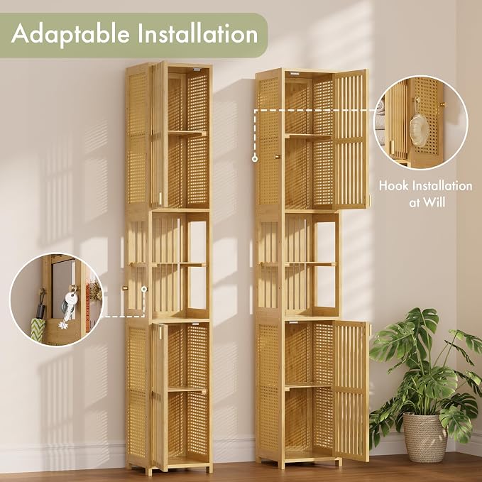 Amazer 70'' Tall Bathroom Storage Cabinet Bamboo, Narrow Storage Cabinet - Image 7