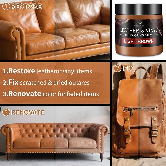 Leather Recoloring Balm with 100ml Mink Oil, Light Brown Leather Repair Kit and - Image 4