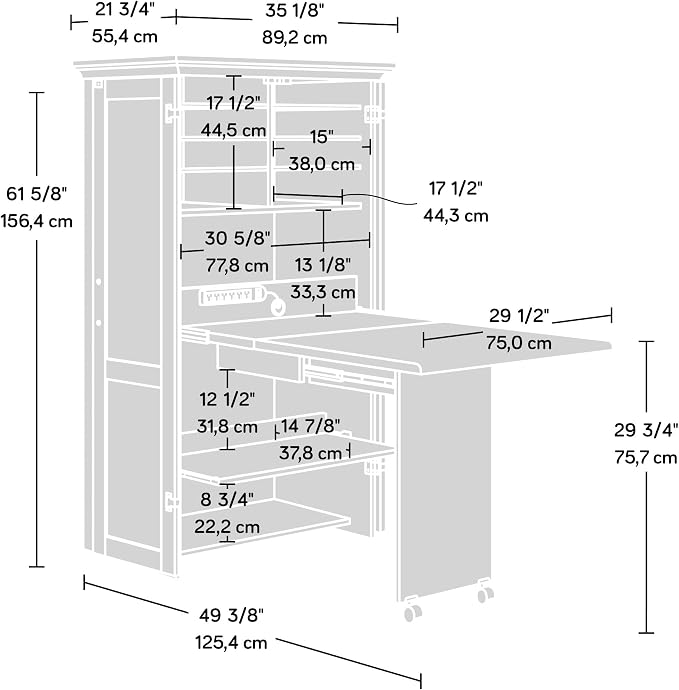 Sauder Miscellaneous Storage Craft & Sewing Armoire, L: 35.11" x W: 21.81" x H: - Image 3