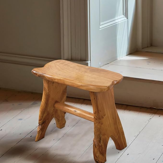 Greenage Cedar Roots Wooden Stool Naturally Shape Large 20" x 13" x 18" H Wood - Image 3
