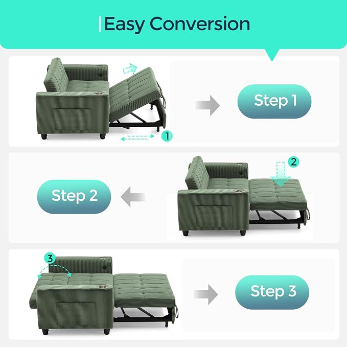 LINSY 54" Pull Out Couch with Charging Station - Image 4