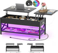 Aheaplus Black Lift-Top Coffee Table by Aheaplus