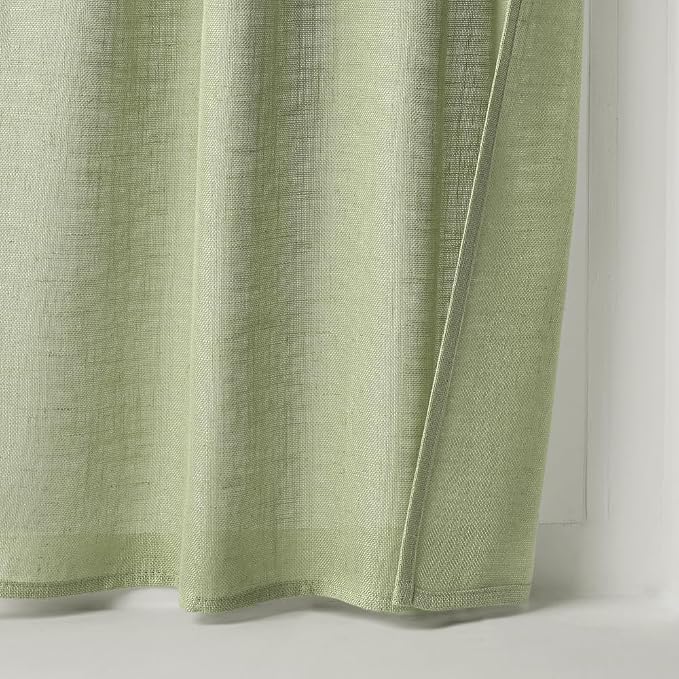MIULEE Sage Green Kitchen Curtains 24 Inch Length 2 Panels, Soft Thick Linen - Image 7