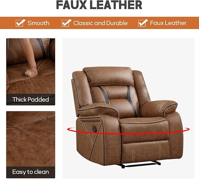 EBELLO Faux Leather Recliner Sofa Furniture Set - Image 3