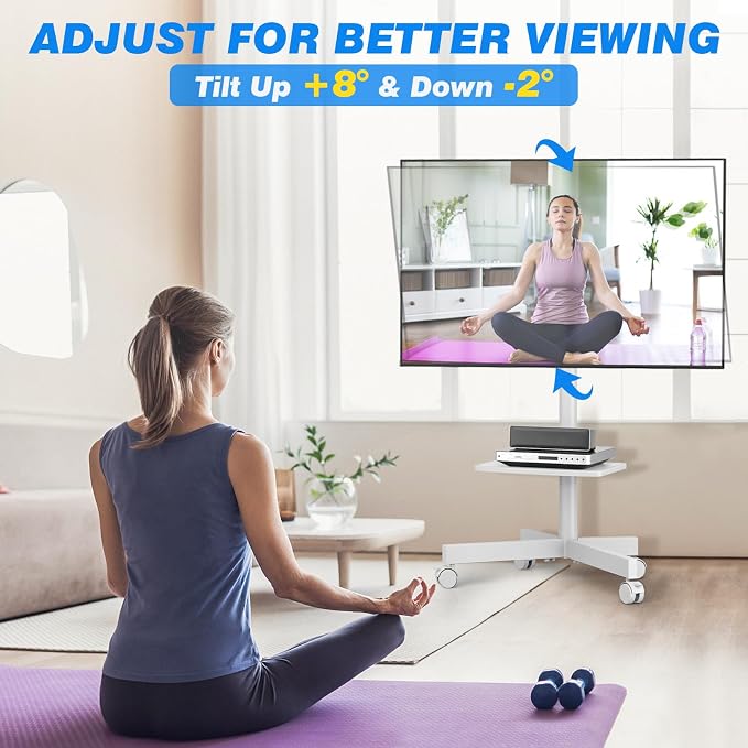 Rolling TV Stand with Shelf for 23-65/32-85 inch TVs up to 88lbs, Portable - Image 3