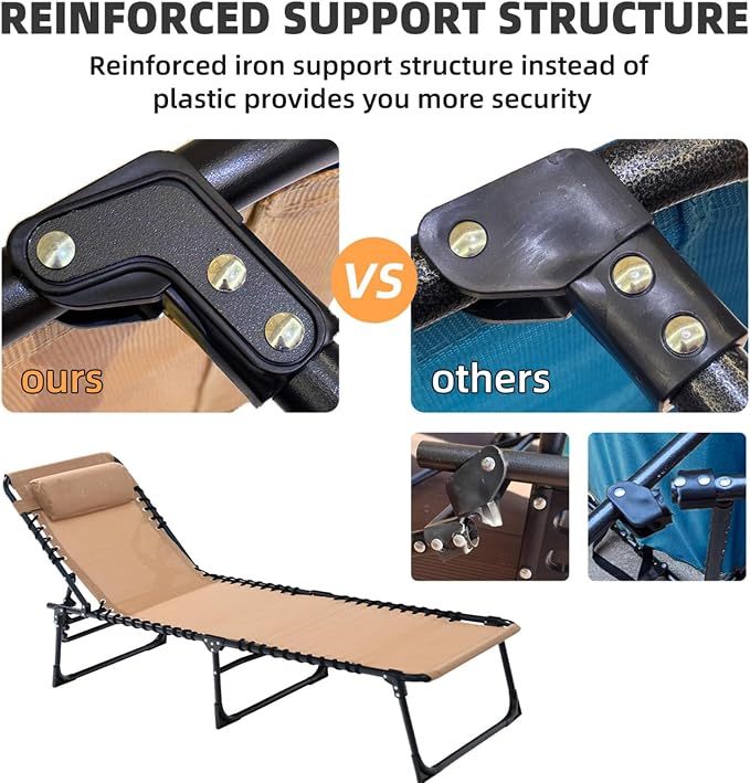 Patio Lounge Chair 2 PCS Folding Chaise Bed - Image 4