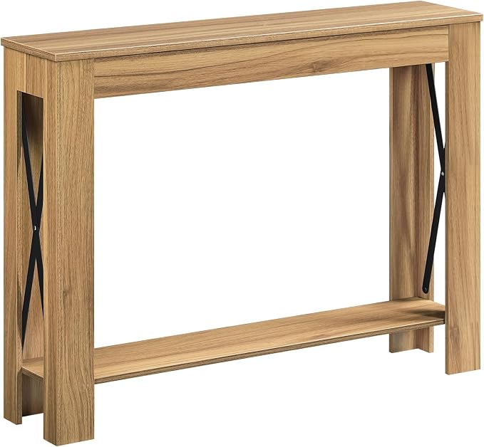 YATINEY Farmhouse Console Table, 39.4'' Small Narrow Entryway Table, Wood Couch by Yatiney