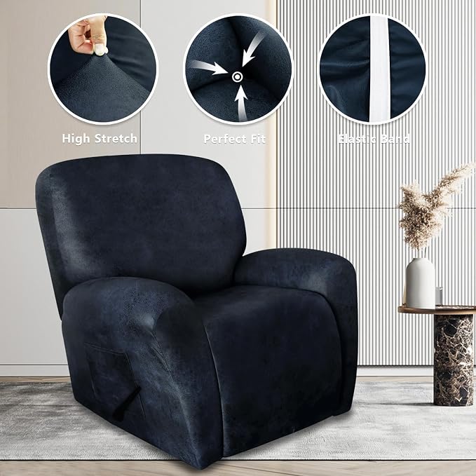 ANARACHON Leather Like Recliner Chair Covers Heavy Duty, 4 Pieces Recliner Cover - Image 5