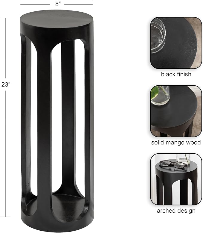 Kate and Laurel Dahl Modern Wooden Round Drink Table; 8 x 23; Black; - Image 3