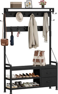 Lulive Hall Tree with Bench and Shoe Storage, 39.4” Entryway Bench with Coat by Lulive