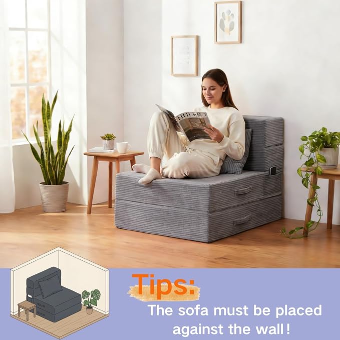 Folding Sofa Bed, 4 in 1 Convertible Sleeper Chair - Image 9