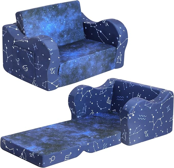 MOMCAYWEX Kids Sofa, 2-in-1 Flip-Out Foam Couch, Foldable Soft Play Lounge Chair by MOMCAYWEX