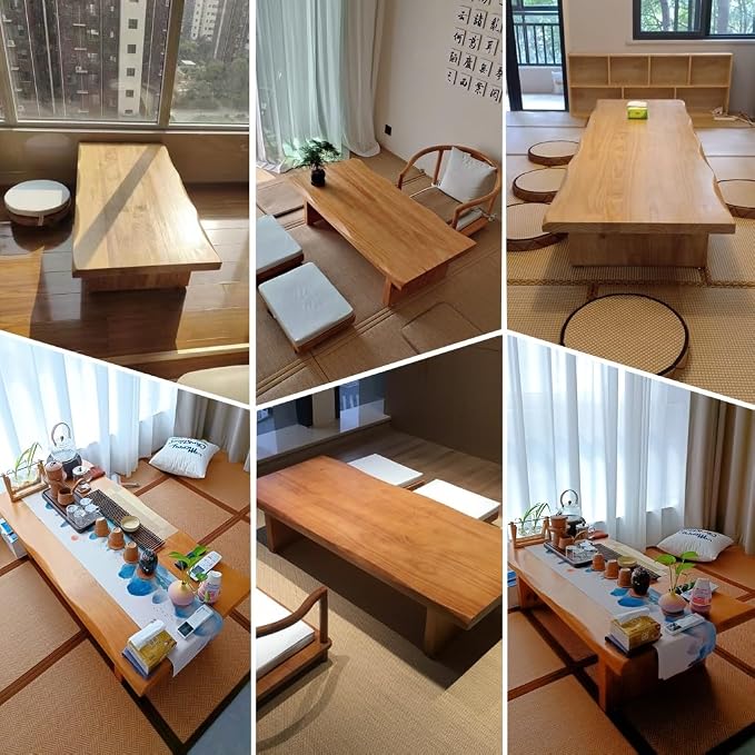 160cm Japanese Floor Table -Vintage Solid Wooden Tatami Table, Low Rectangular - Image 3