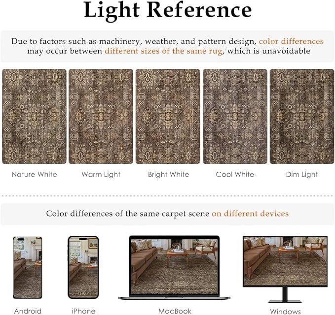 2x7 Washable Runner Rug for Hallway Kitchen Vintage Brown Non Slip Low Pile - Image 8