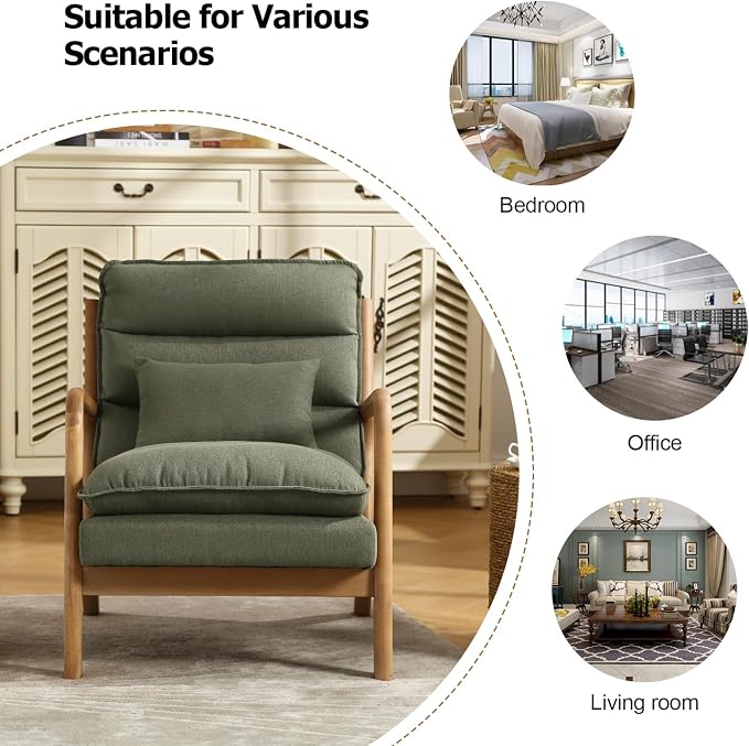 INZOY Accent Chairs Set of 2, Mid Century Modern Accent Chair - Image 7