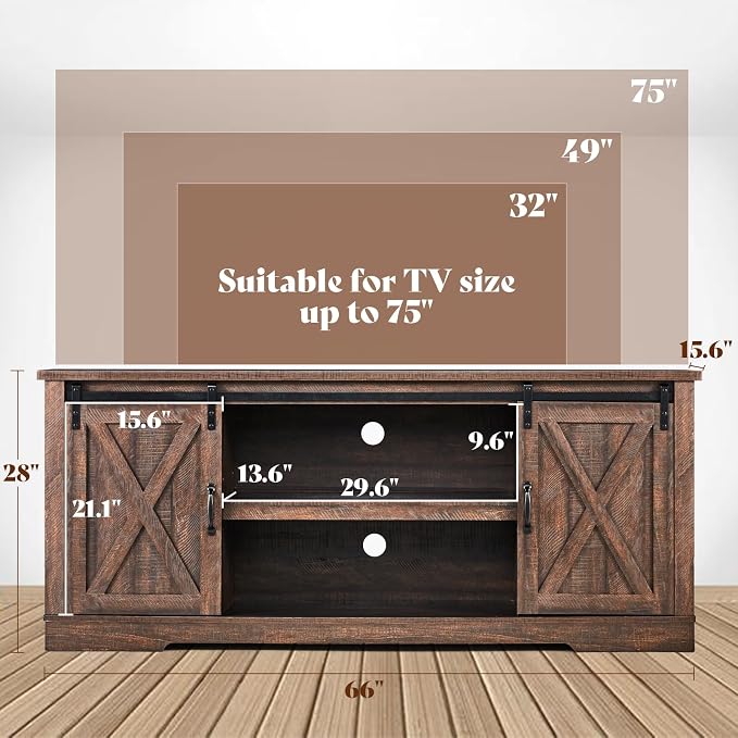 AMERLIFE 66" Farmhouse TV Stand - Image 2