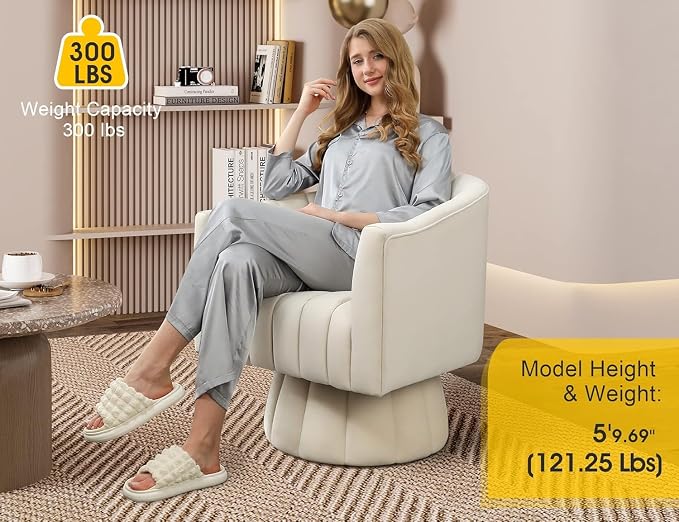 Dewhut Swivel Accent Chair Set of 2, 360° Swivel Barrel Chair - Image 5