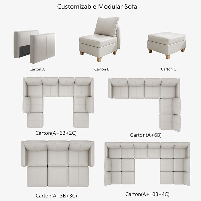 EASE MOOSE Middle Module Seat for Modular Sofa, Faux Leather Armless Chair - Image 7