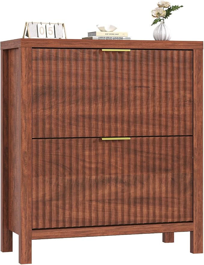 YOMILUVE Shoe Cabinet Storage for Entryway, Fluted Shoe Cabinet - Image 9