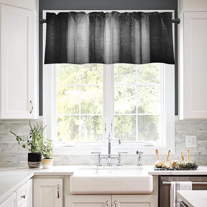 Emvency 2 Pack Dark Grey Valances Window Treatments, 52x18 Inch Rod Pocket - Image 7