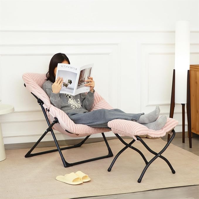 Comfy Saucer Chair for Adults, Soft Faux Fur Bedroom Chair, Accent Dorm Chairs - Image 4