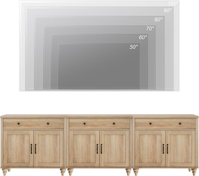 WAMAPT Oak Buffet Cabinet with 6 Doors and 3 Drawers, Large Coffee Bar Table - Image 8