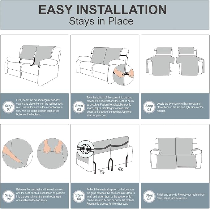 Genina Waterproof Loveseat Recliner Cover Non-Slip, Sofa Cover - Image 2