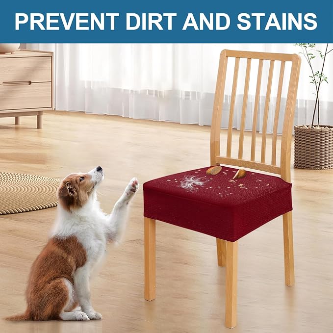 Smiry Waterproof Seat Covers for Dining Room Chairs Set of 2, Stretch Jacquard - Image 6