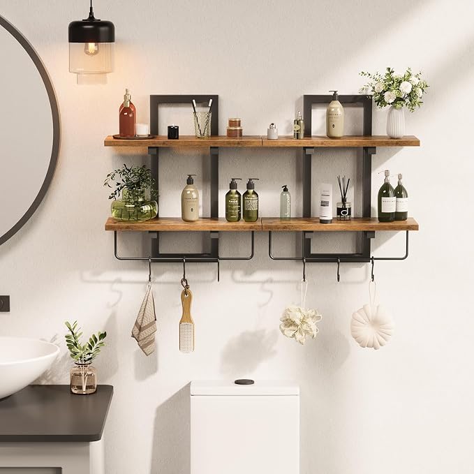 Creso hom Floating Shelves for Wall Set of 2, Wood Wall Shelf - Image 4