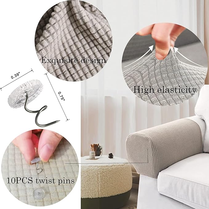 Sofa Arm Chair Covers, Couch Armrest Armchair Covers, Stretch Anti-Slip - Image 4