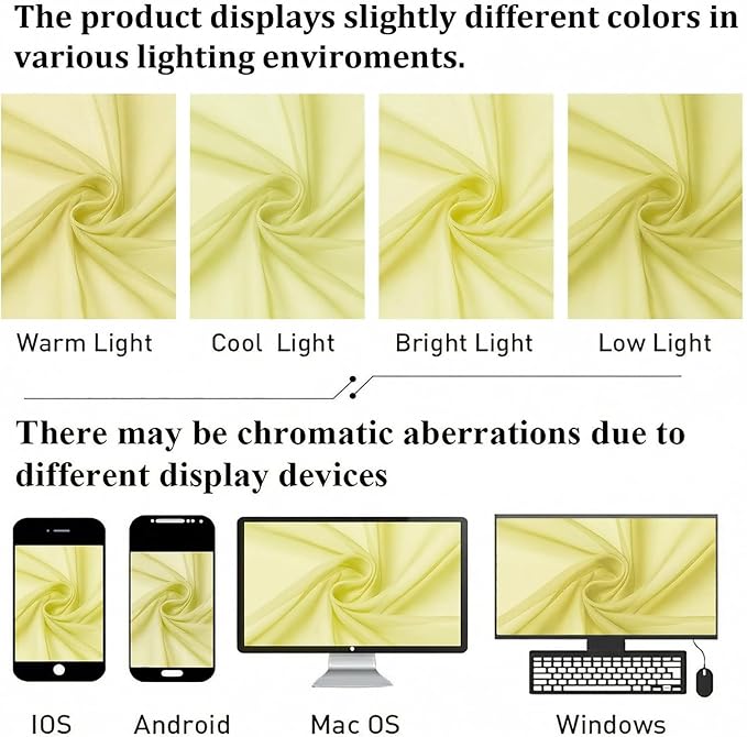 Lecloud Goose Yellow Sheer Curtains 54 Inch Length 2 Panels, Voile Light - Image 7