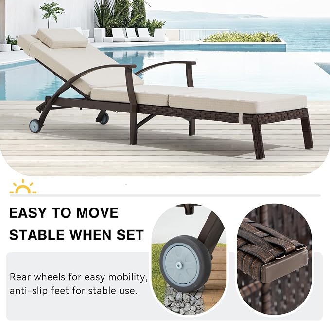 Outdoor Chaise Lounge Chairs Set of 2 - Image 5