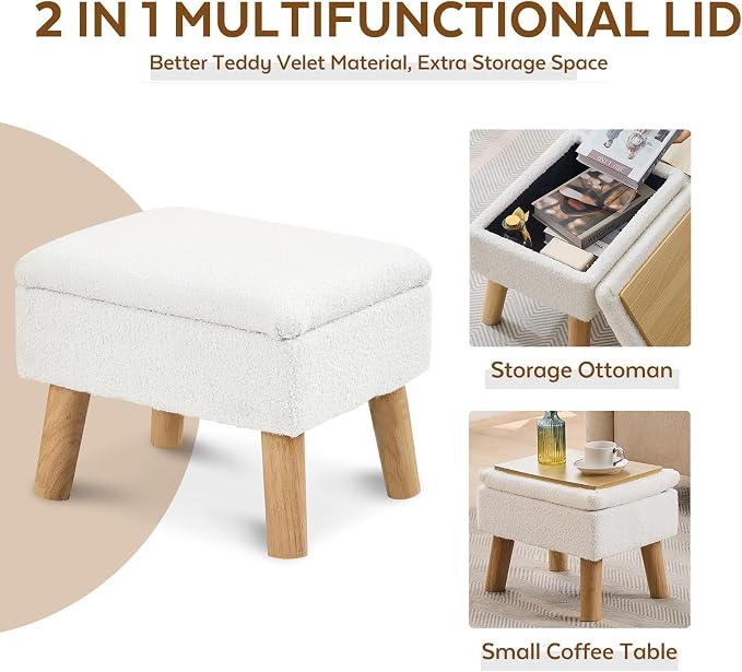 Storage Ottoman, Small Foot Stool Ottoman - Image 5