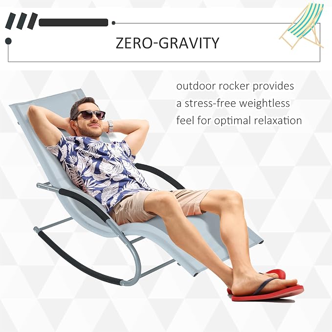 Outsunny Zero Gravity Rocking Chair Outdoor Chaise Lounge Chair Recliner Rocker - Image 4
