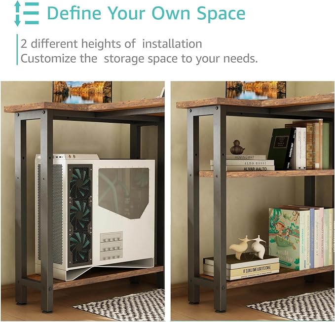 Lufeiya L Shaped Desk with Drawers & Storage Shelves, 47 Inch Small Reversible - Image 7
