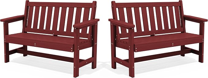 SERWALL Outdoor Bench, HDPE Outdoor Benches Weatherproof, 2-Person Garden Bench by SERWALL