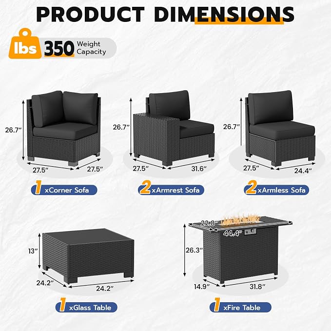 Patio Furniture Set, Wide Armrest Outdoor Furniture Set - Image 3