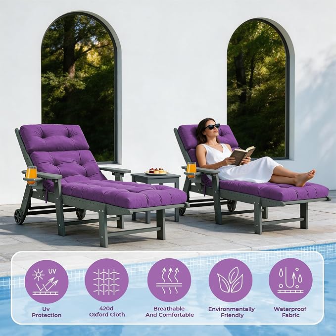 Chaise Lounge Cushion Outdoor, Waterproof Thick Patio Lounge Chair Cushion - Image 5