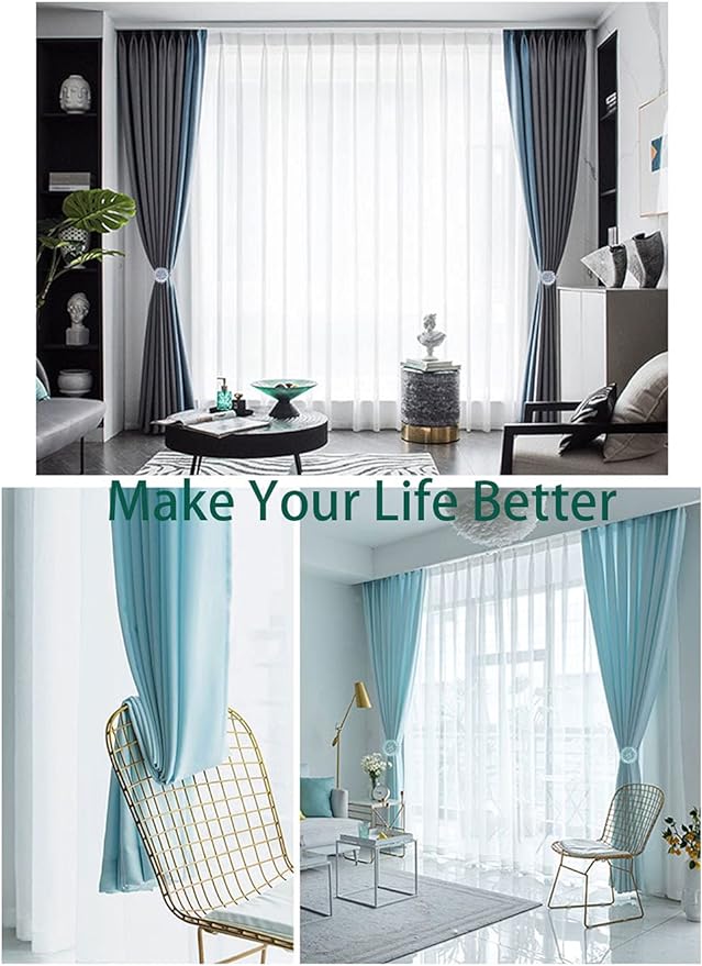 Magnetic Tiebacks for Curtains, 2 Pack Sparkling Crystal Flower Curtain - Image 2